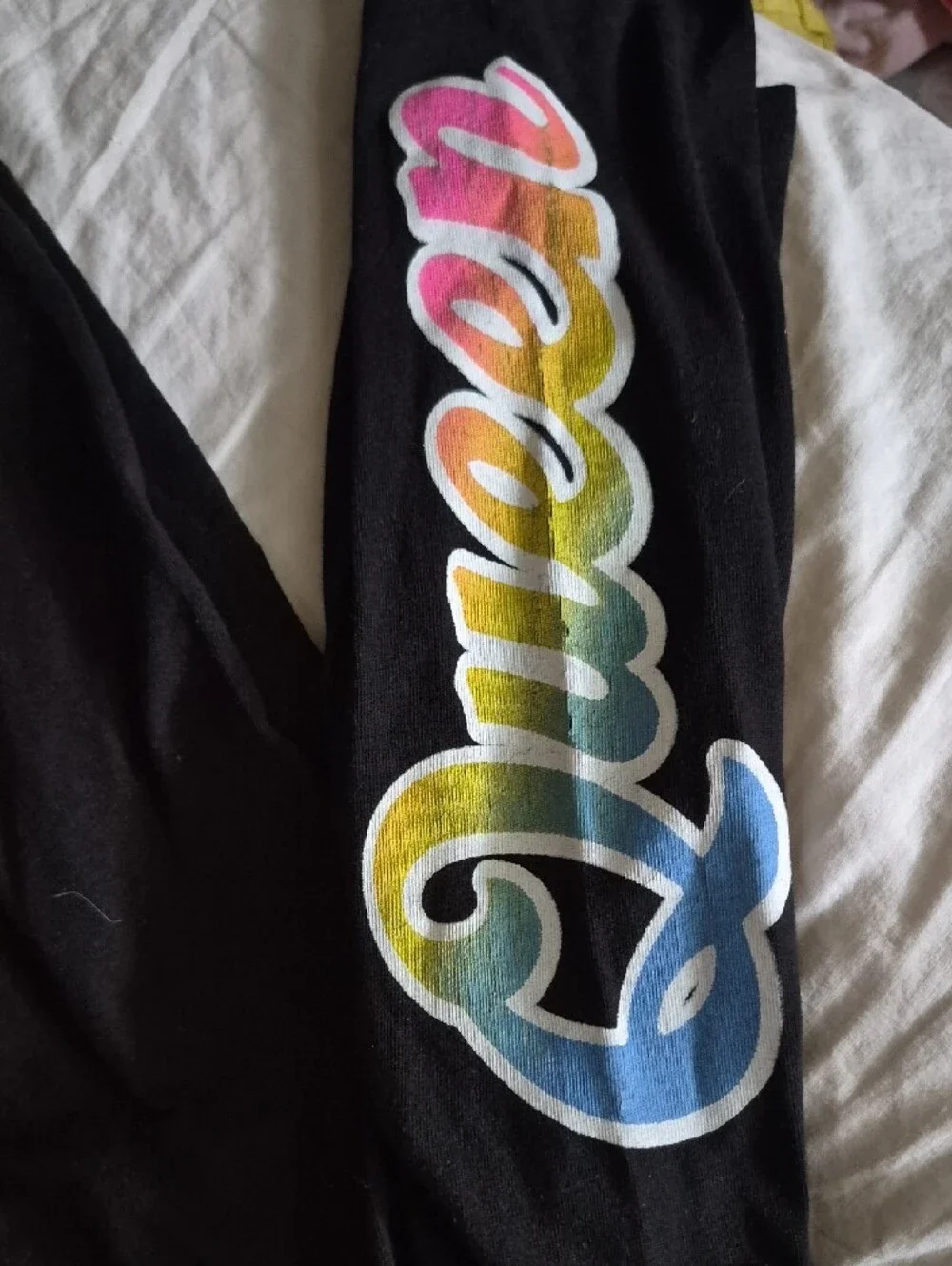 Cotton On Black Leggings with Rainbow 'Queen' Script